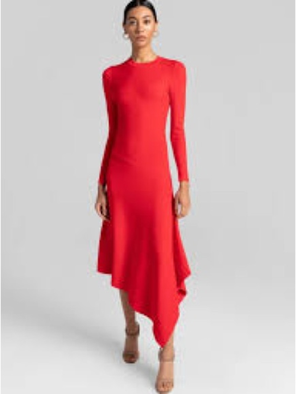 A.L.C. Viviana Asymmetrical Long-Sleeve Dress Red XS